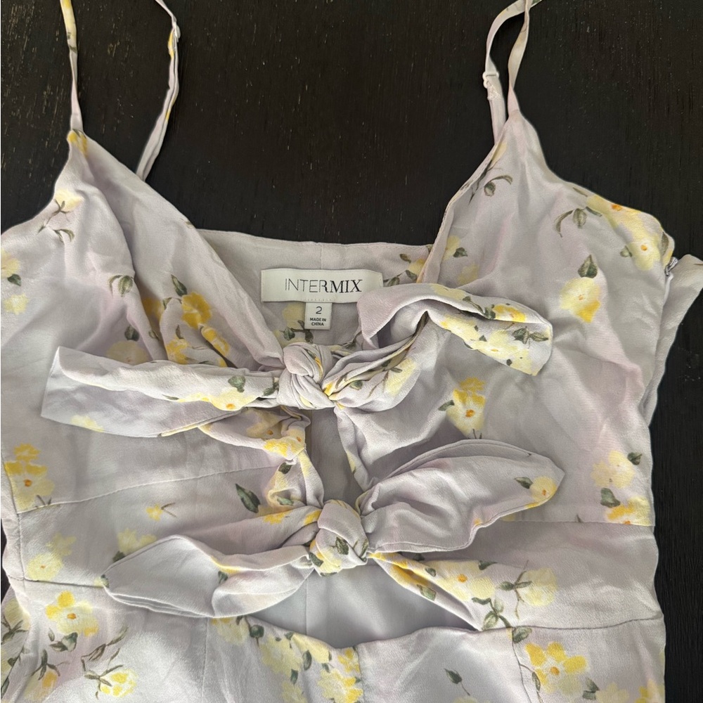 INTERMIX Lavender Floral Tie-Front Jumpsuit. Sz 2.